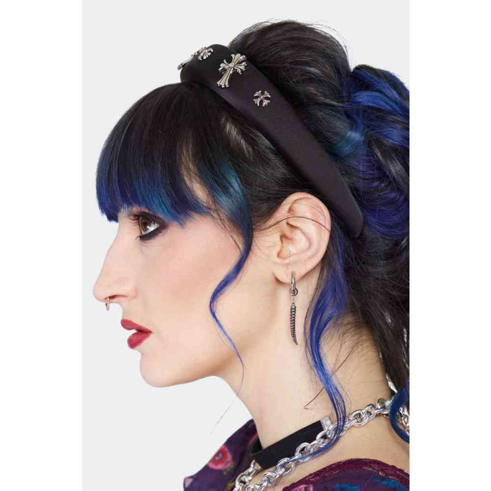 Jawbreaker - Cross Embellished Haarband - Zwart